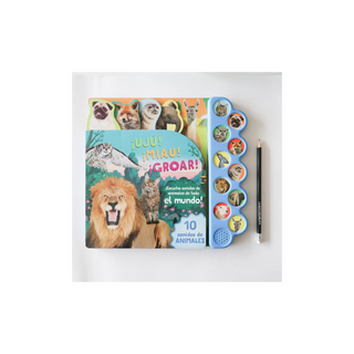 Portada del libro Libro sonoro - 10 sonidos de animales. Uju miau groar.