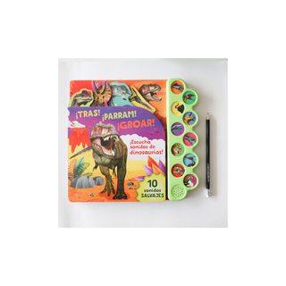 Portada del libro Libro sonoro - 10 sonidos de dinosaurios. Tras parram groar.